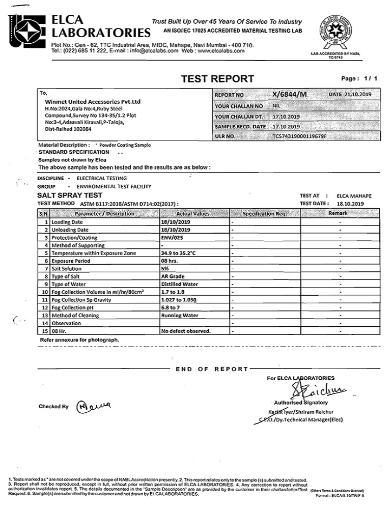 Certificates and Membership Winmet United Accessories Pvt.Ltd.